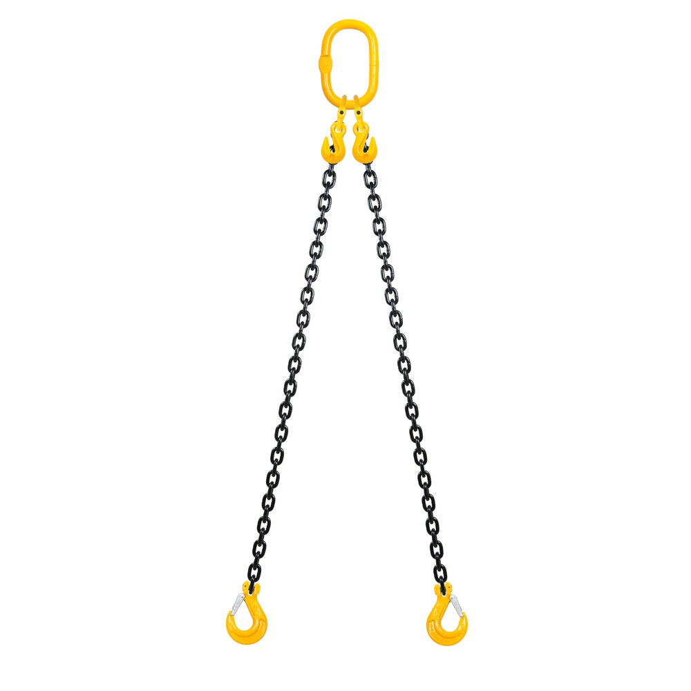 Chain sling 2-legs with latch hooks and grab hooks, grade 80 
