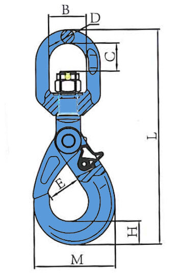 Grade 100 Self-locking hook with svivel blueprint