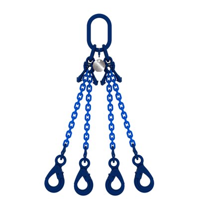 Chain sling 4-legs with safety hooks and grab hooks, grade 100