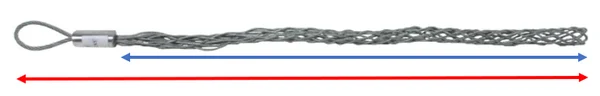 Pulling socks for steel wire ropes and cables measurements
