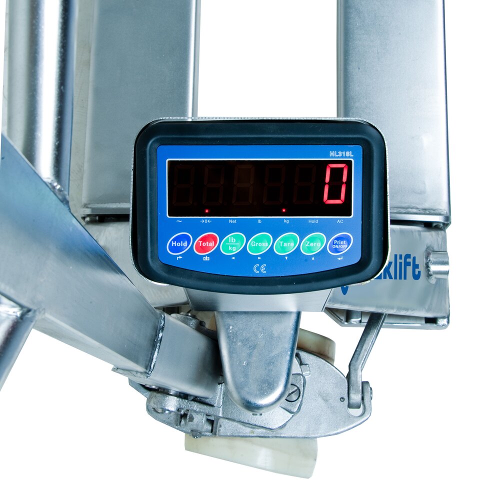 Stainless steel pallet truck with scale 2000 kg