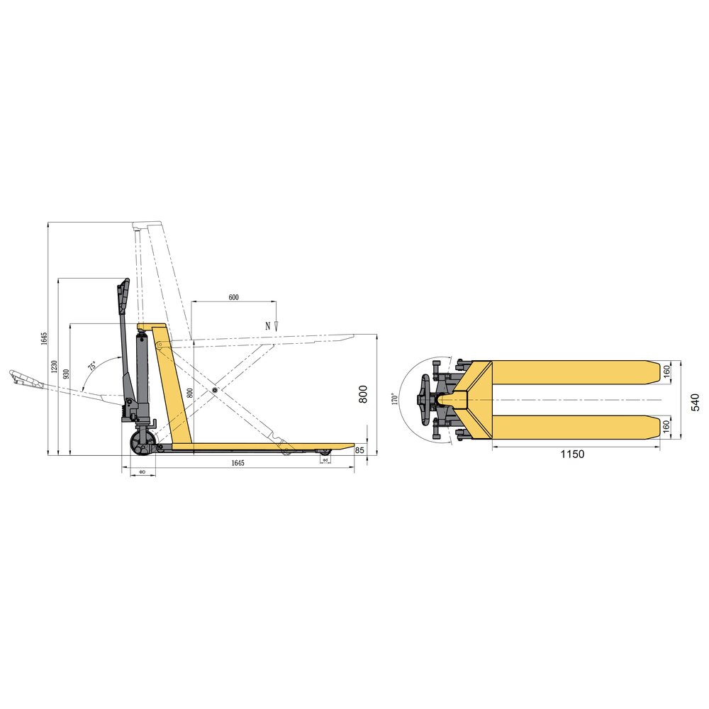Pallet truck semi electric scissor lift 1000 kg
